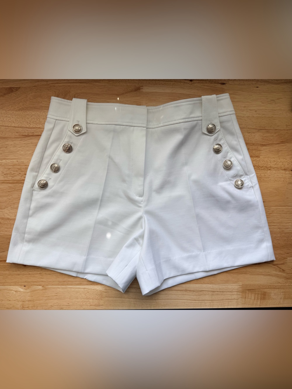 White House Black Market White High-Waist Buttoned Sailor Shorts